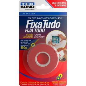 FITA ACRILICA DUPLA FACE EXTERNO E INTERNO 19MMX2M 800G C/15CM BLISTER TEKBOND