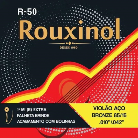 ENCORDOAMENTO ROUXINOL 010/042 + PALHETA BRINDE - AÇO- VIOLÃO C/BOLINHA  R-50