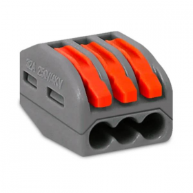 CONECTOR DE EMENDA AUTOMATICO KV222-413 - 3 VIAS PARA CABOS 0,08 A 4,0MM ATE 32A SIBRATEC 13671