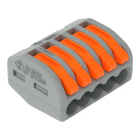 CONECTOR DE EMENDA AUTOMATICO KV222-415 - 5 VIAS PARA CABOS 0,08 A 4,0MM ATE 32A SIBRATEC 13672