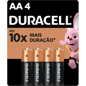PILHAS AA ALCALINAS DURACELL CARTELA COM 4 UNIDADES