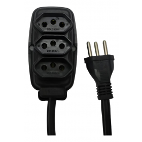 EXTENSÃO ELÉTRICA 1,5M 20A BIVOLT ILUMI PRETA 2P+T